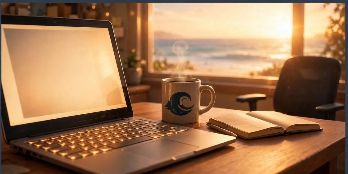 Camera 2 scene: window light hits the keyboard just right