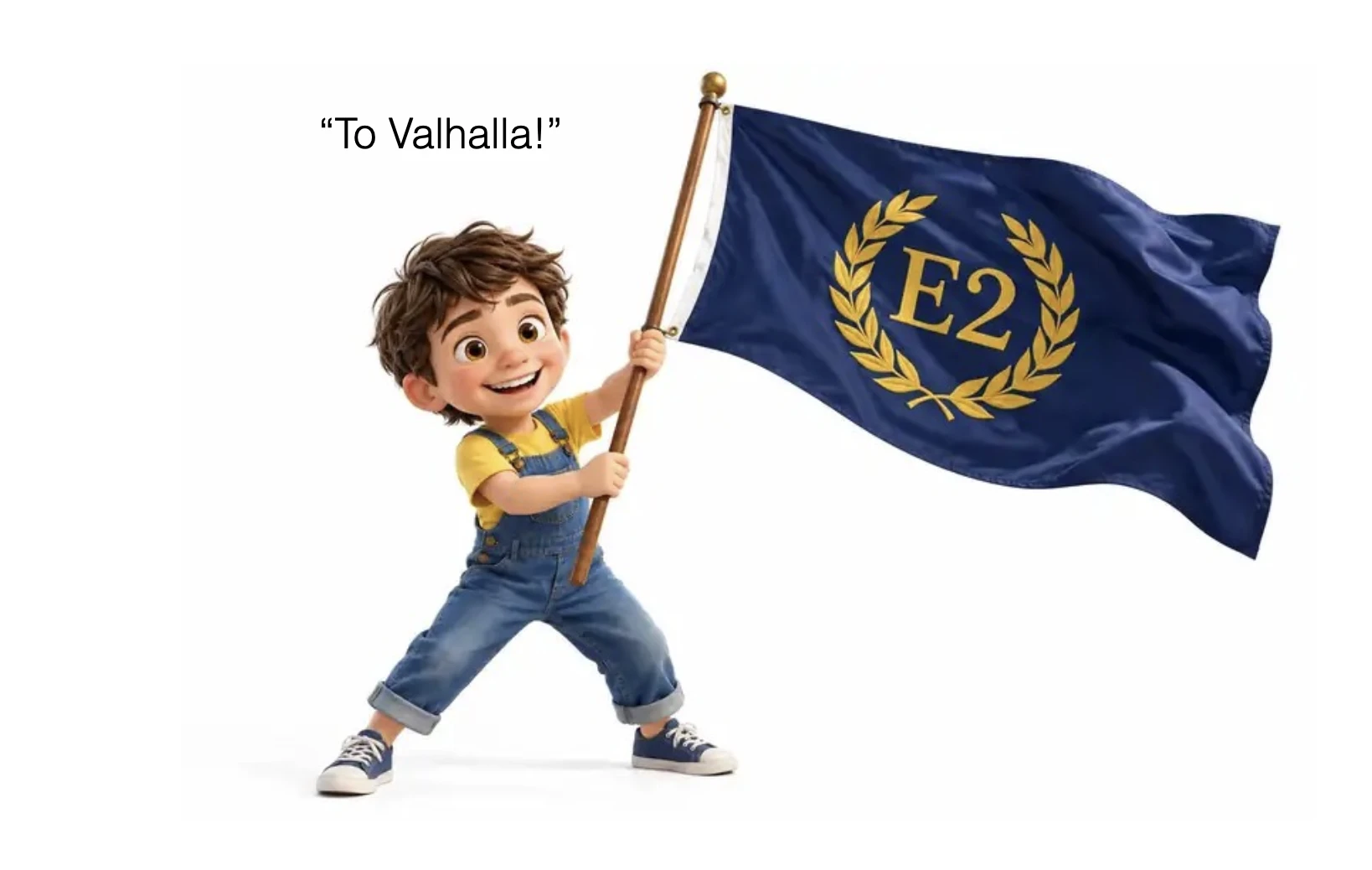A kid waving the E2 flag, shouting To Valhalla!