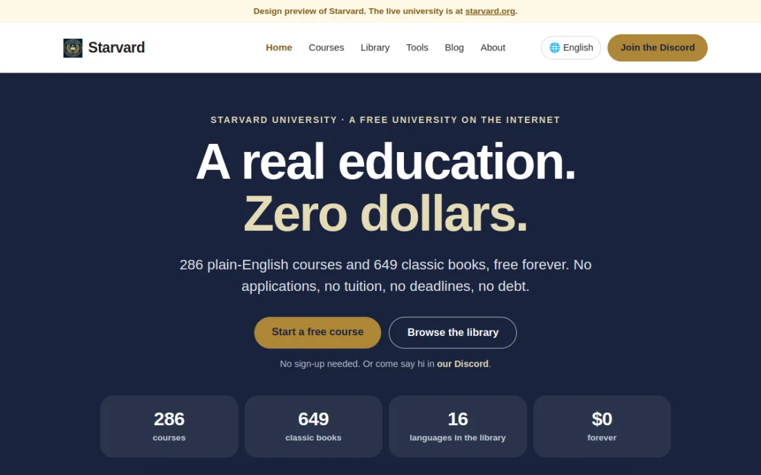 Starvard, the free university