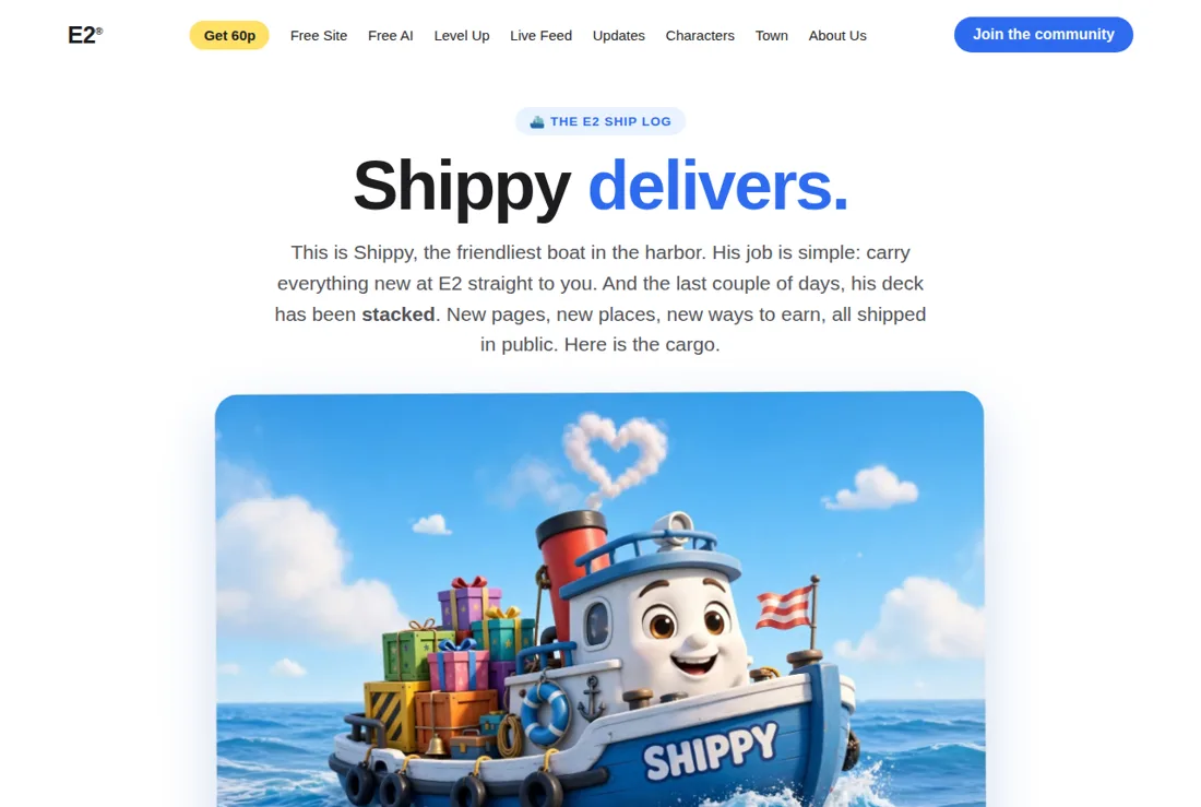 Screenshot of the Shippy page