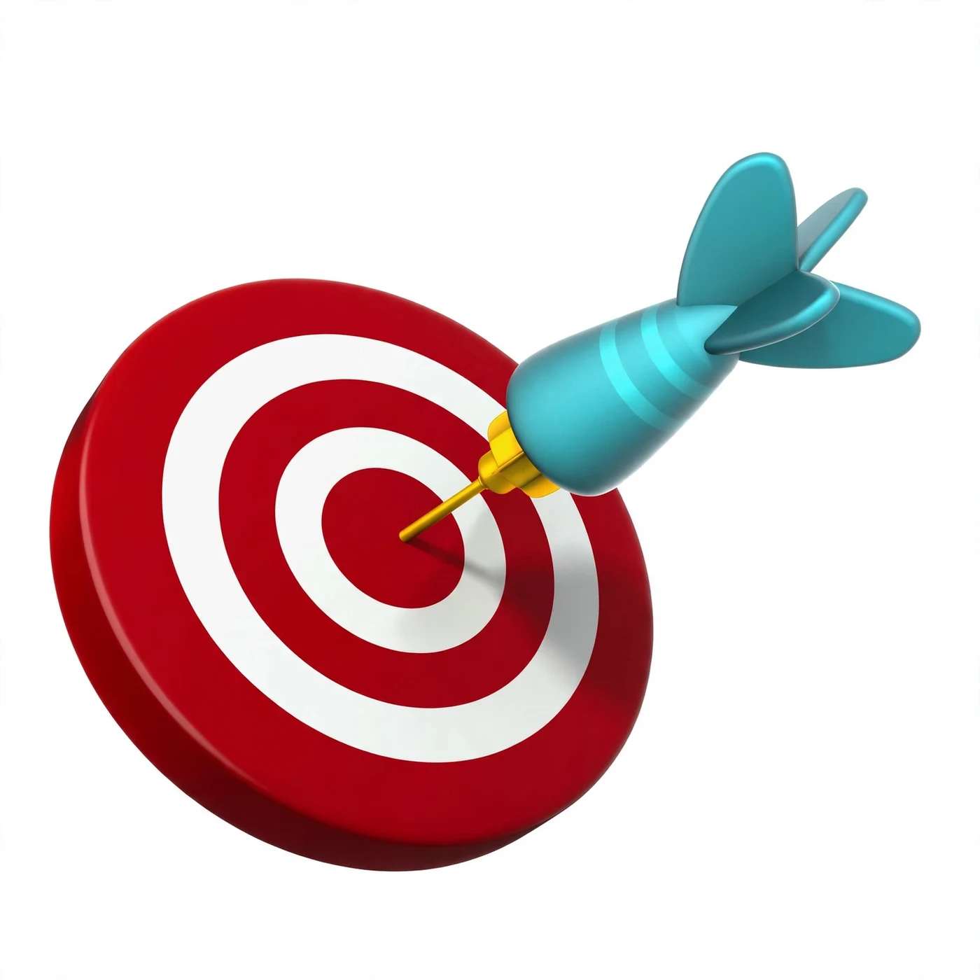 Direct hit emoji: a red and white target with a teal dart in the bullseye