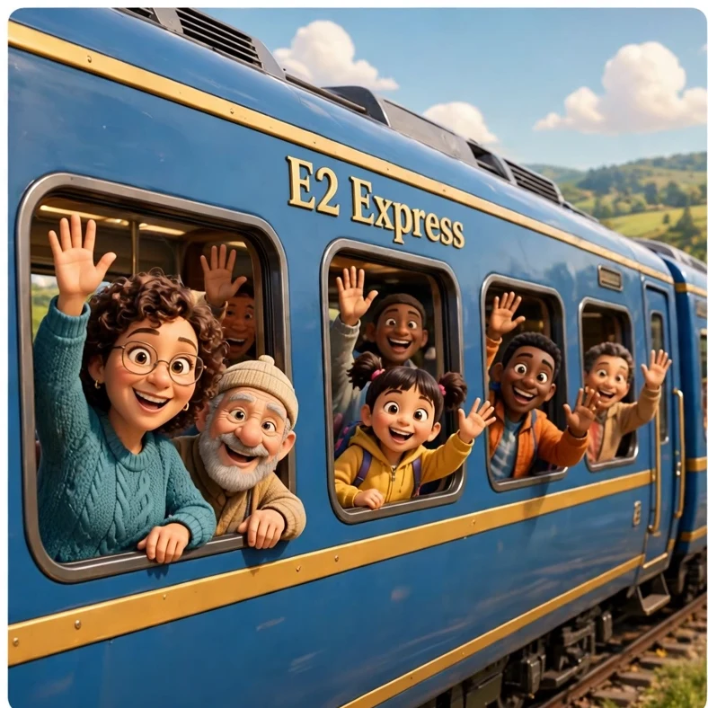 E2 Express: All aboard and waving.
