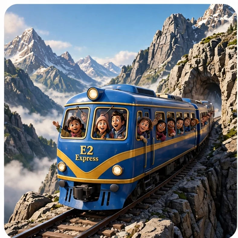 E2 Express: Through the Rocky Mountains.