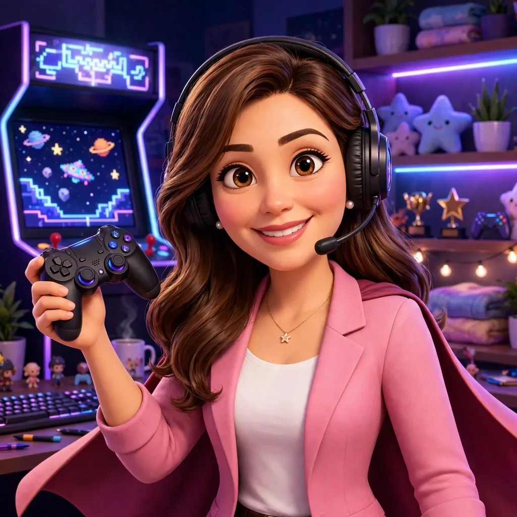 Moon with her headset on and controller in hand, ready to play