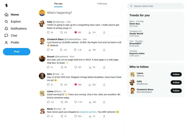 LlamaChat, our social feed
