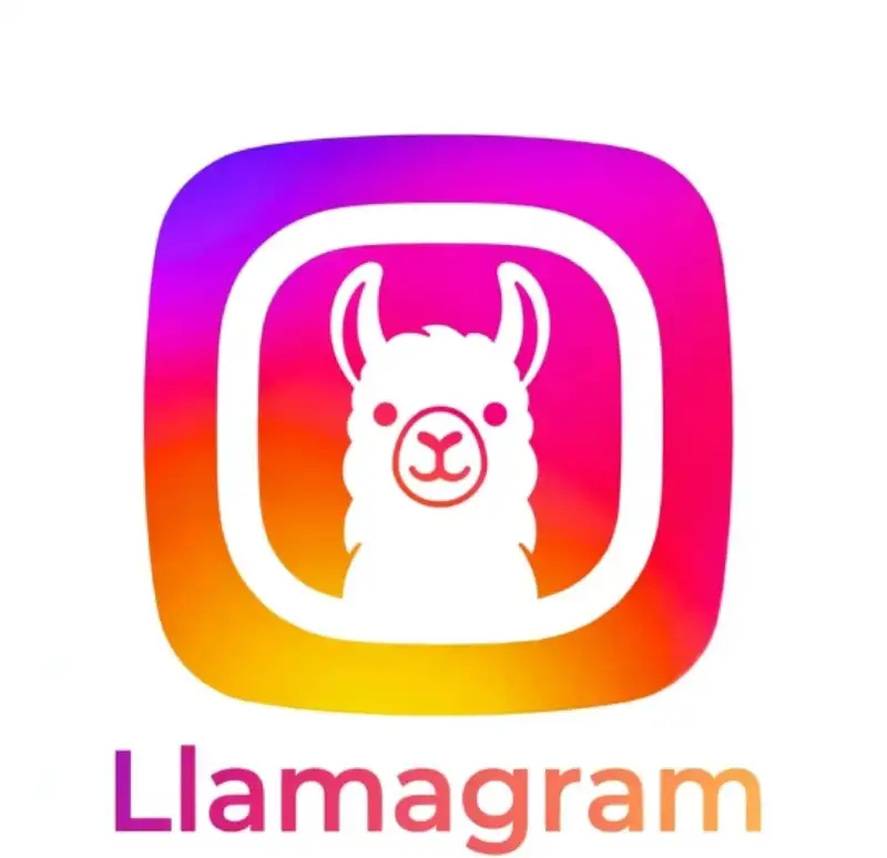 The Llamagram logo: gradient app icon with a white llama, above the Llamagram wordmark