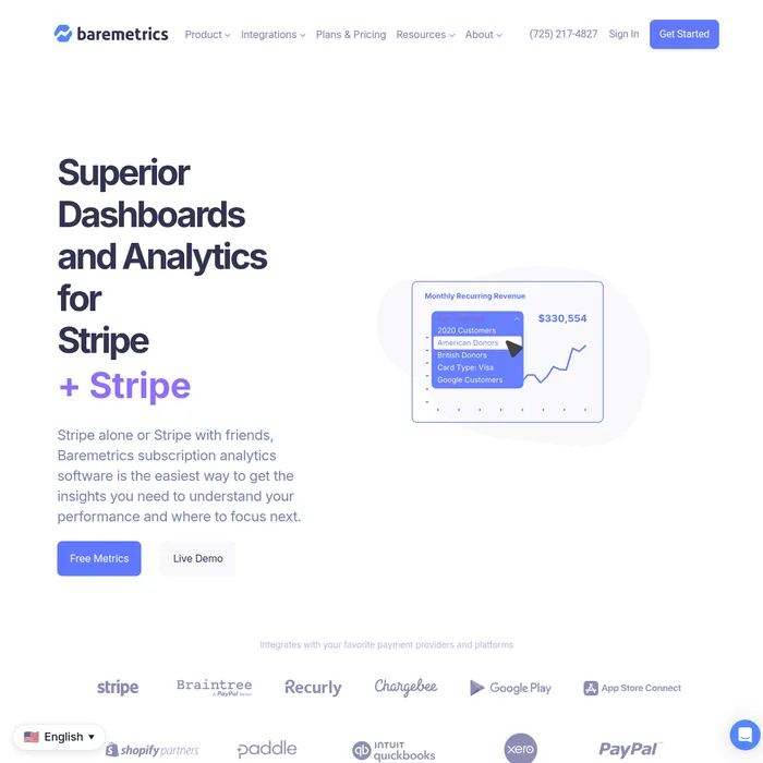 Screenshot of Baremetrics