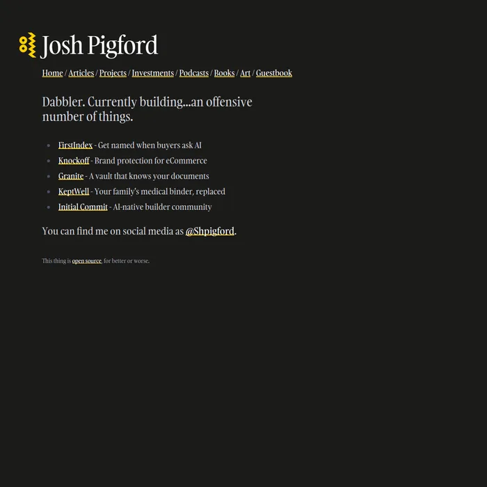 Screenshot of joshpigford.com