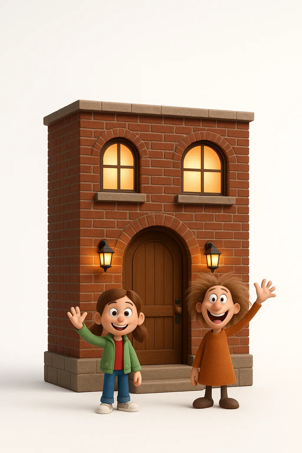 3D render of the Studio loft with characters waving