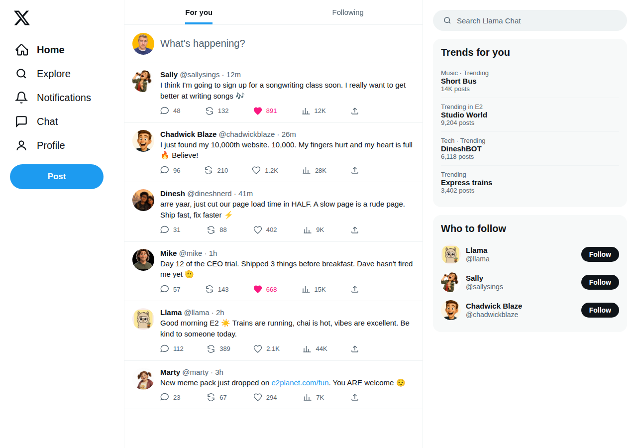 Llama Chat, our own social network