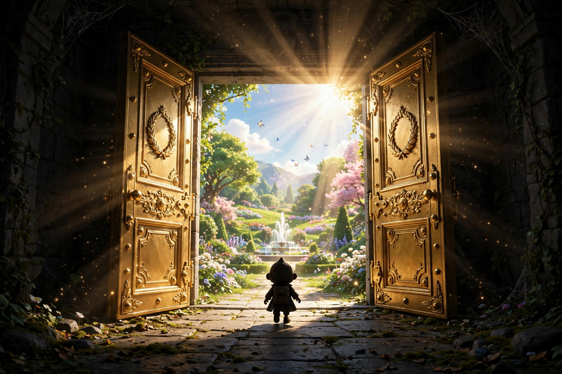 Golden doors opening to a brighter world