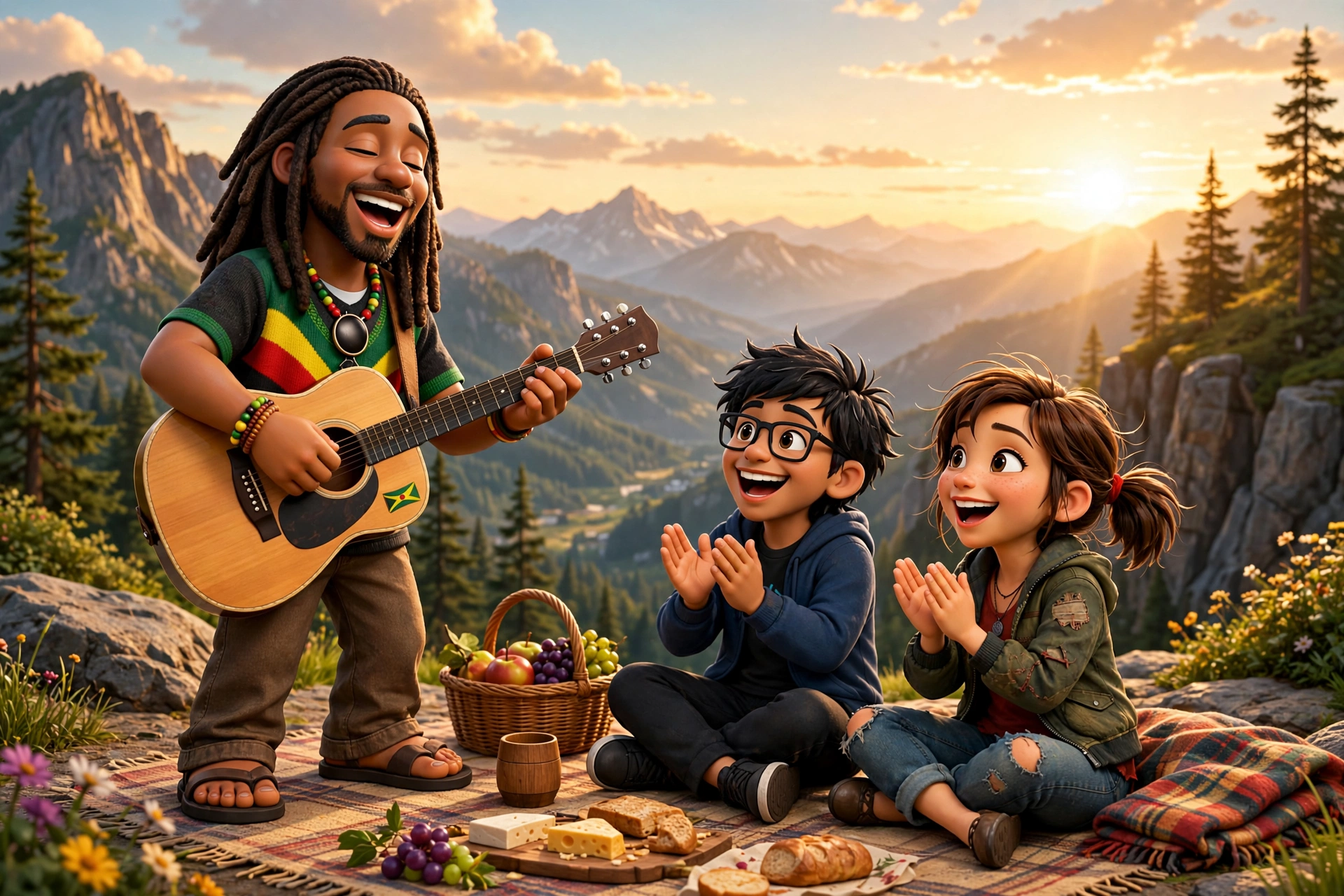 Jah Vibez performing for Sally and Dinesh at a mountain picnic