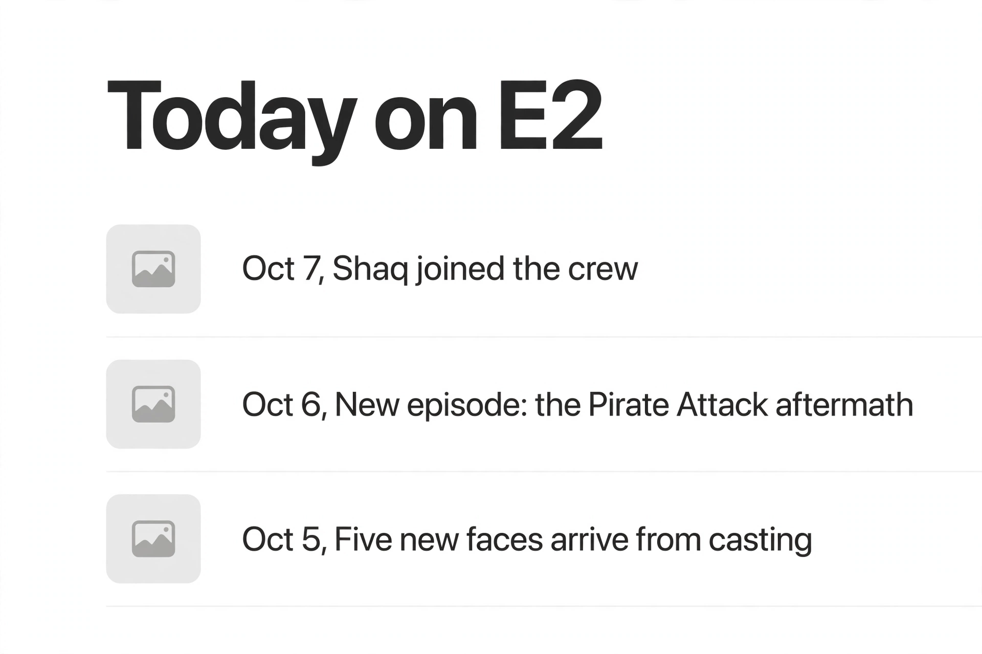 Mockup: Today on E2 section