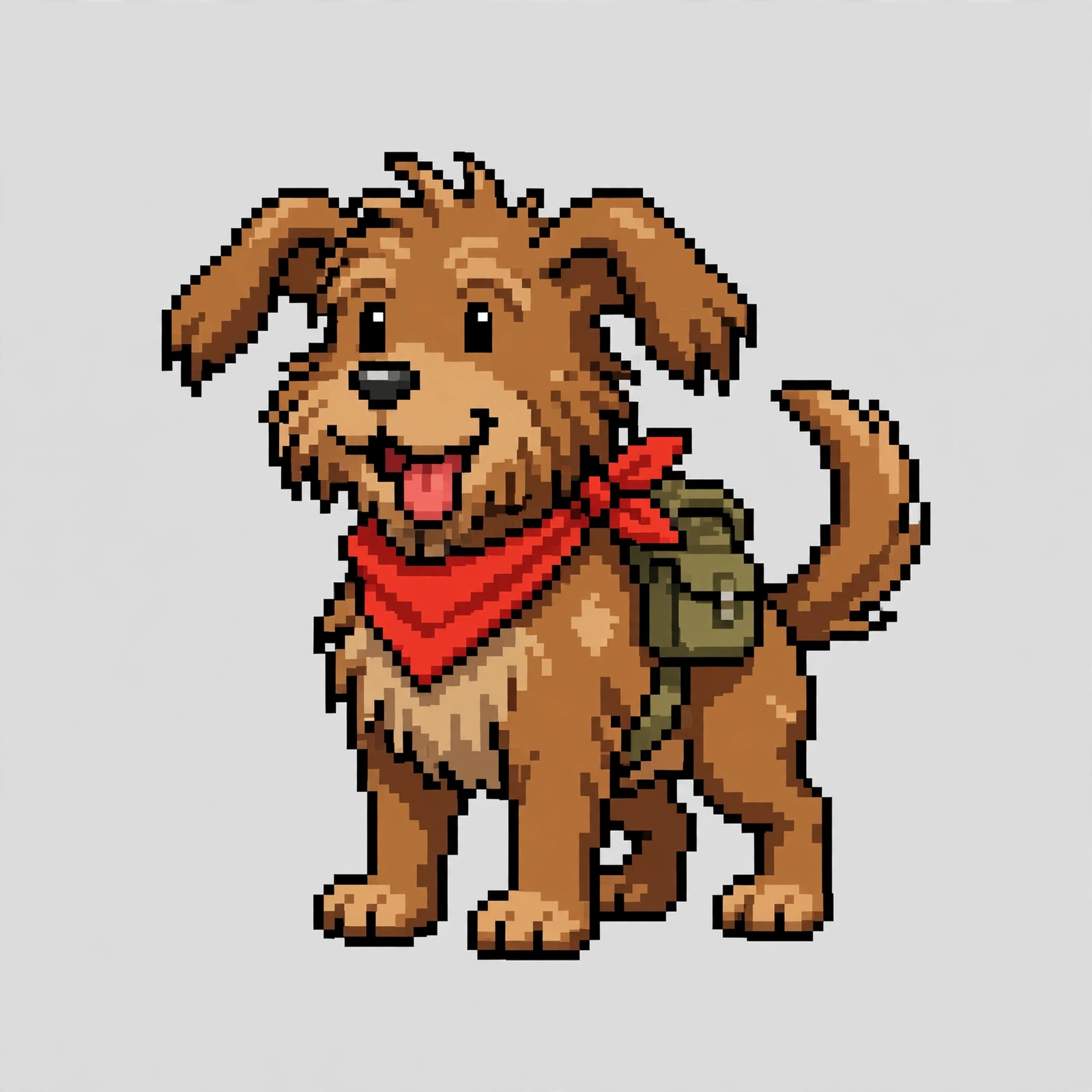 Biscuit the camp dog as a 16-bit scout character