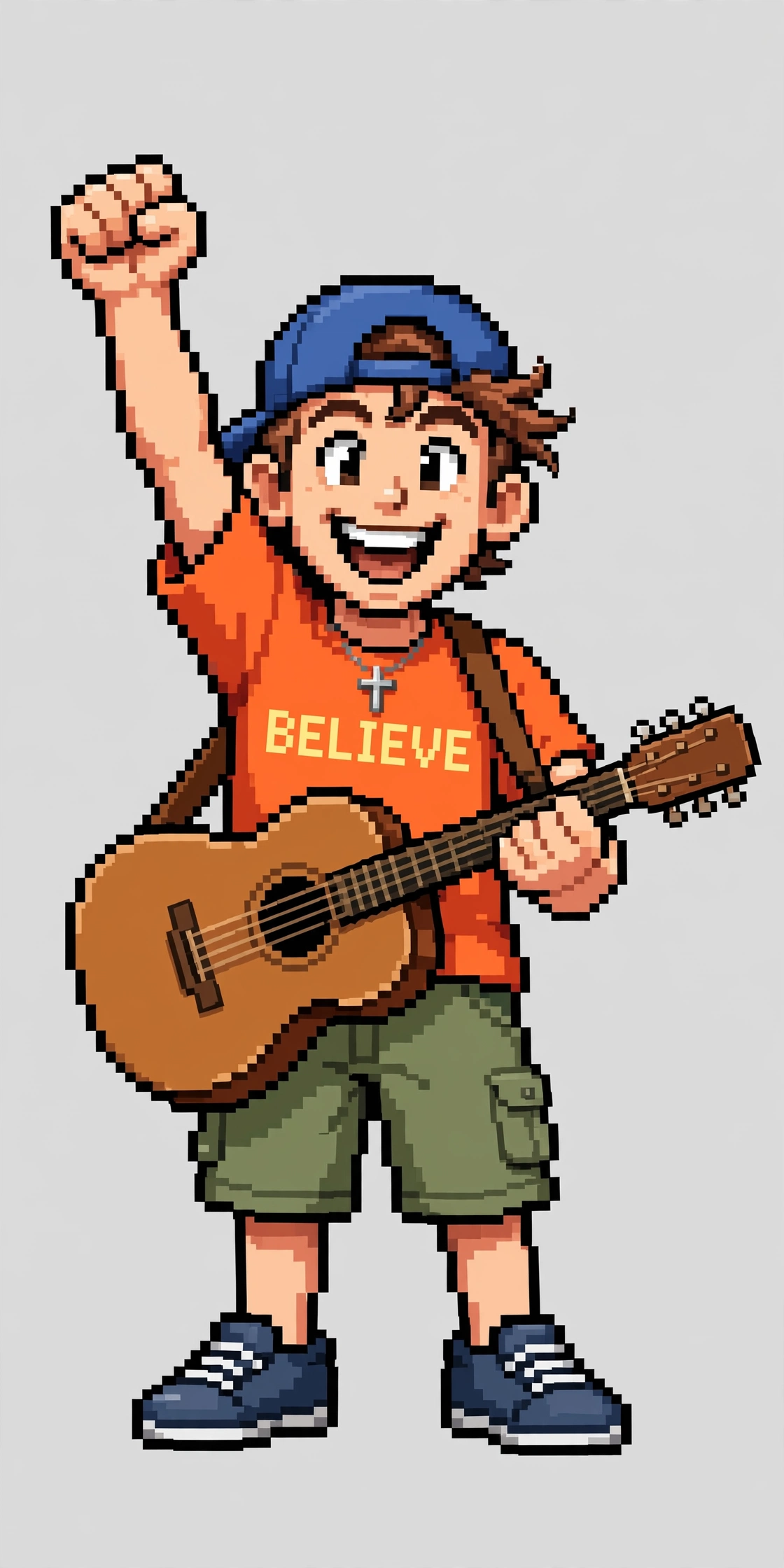 Chadwick Blaze as a 16-bit youth pastor character with a guitar