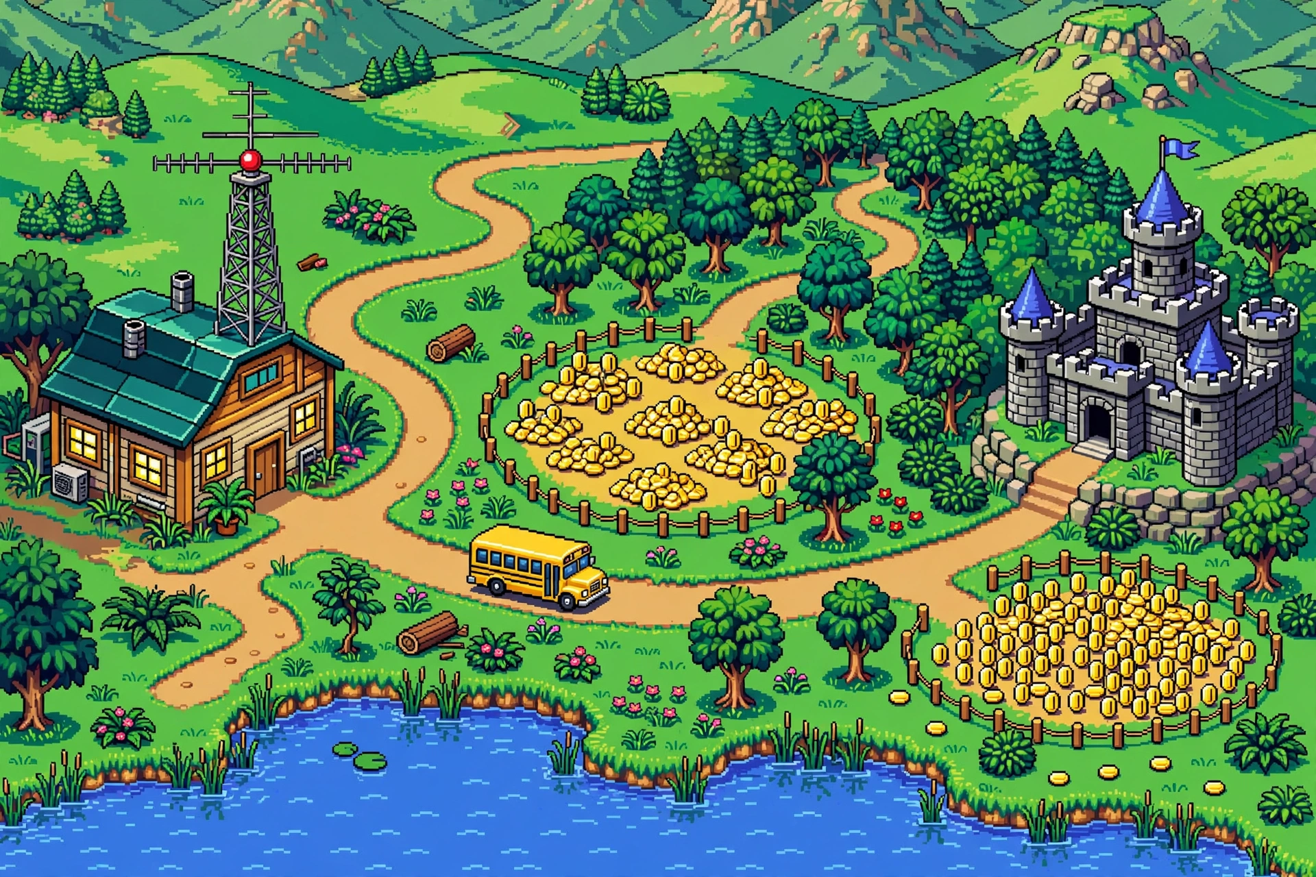 16-bit overworld map of the Studio