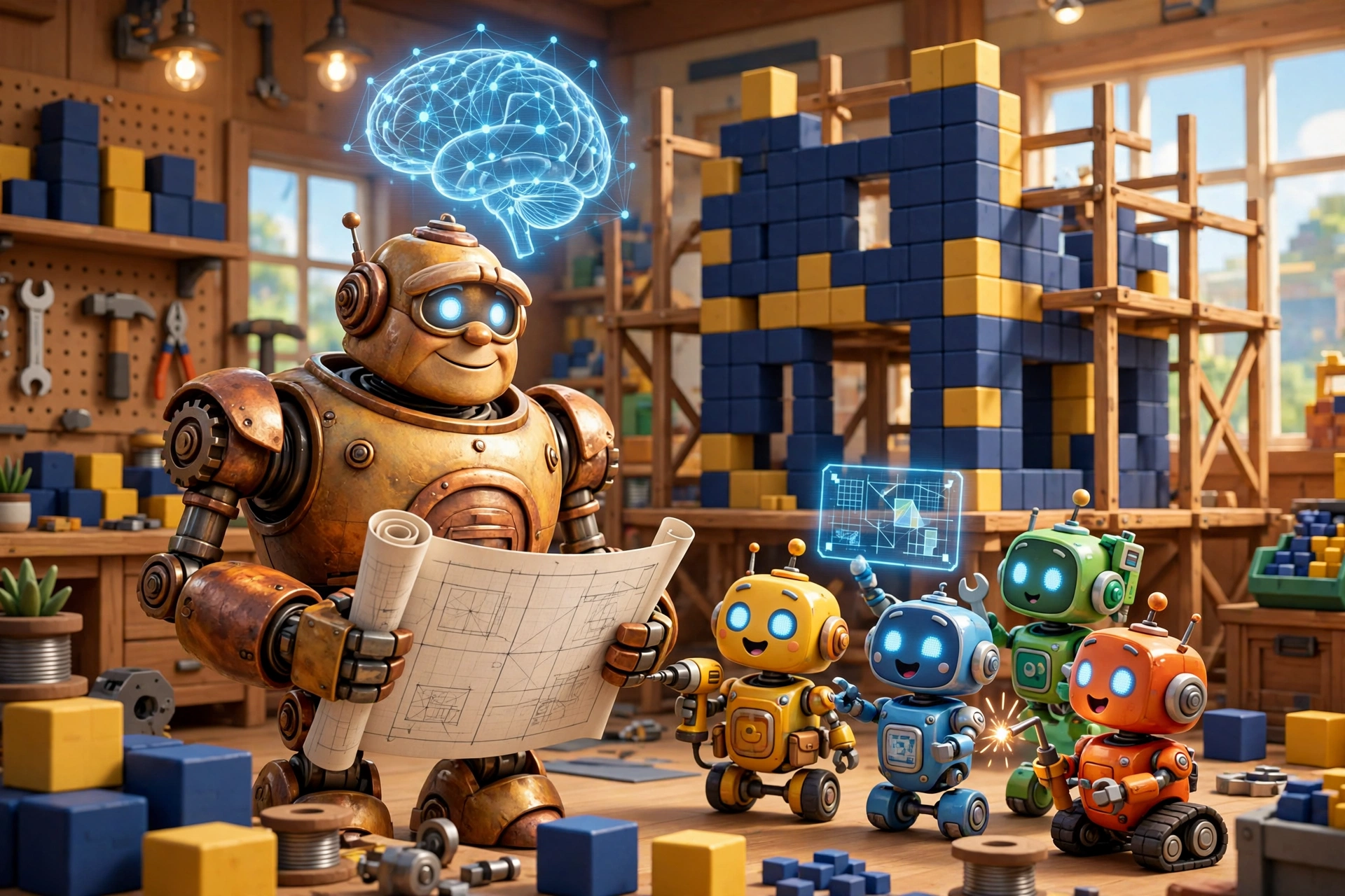 The build crew: one big architect brain and a team of small fast builders