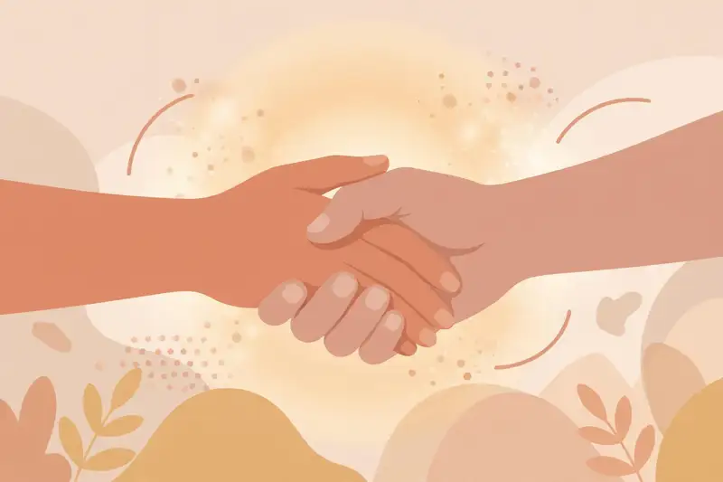 Two hands holding each other in comfort beside a medical document
