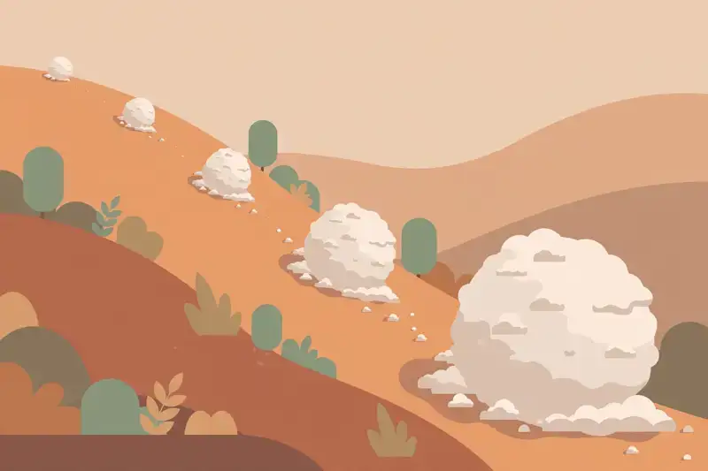 A small snowball growing huge rolling downhill, compound growth