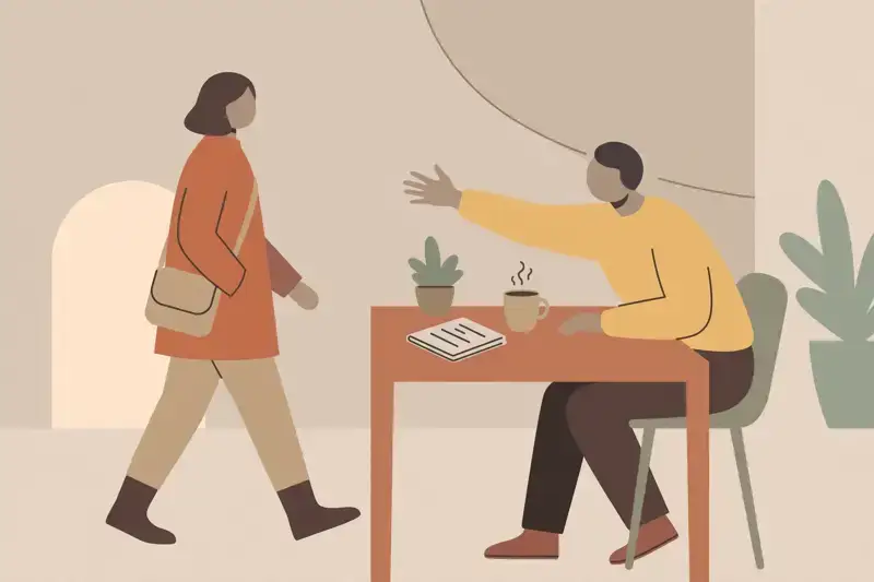 A person calmly walking away from a negotiation table