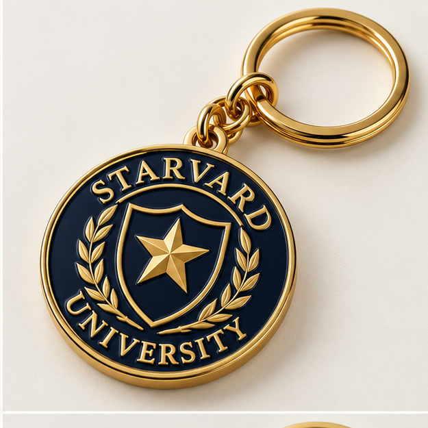 Starvard University keychain with seal medallion