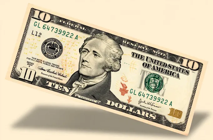 A ten dollar bill