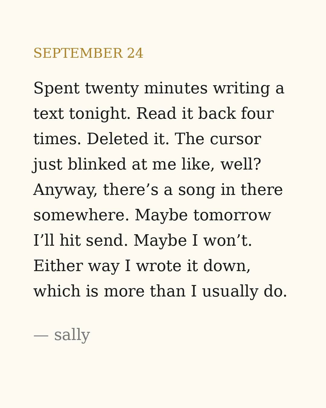 Sally's September 24 journal entry